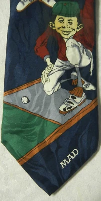 Corbata de golf Mad Magazine Alfred E. Newman 100 % seda vintage rara 1992 Foto 1 de 4