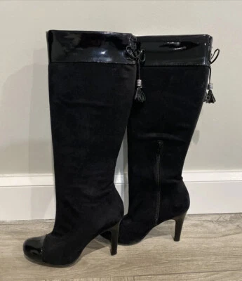 BCBGirls MUJERES NEGRO IMITACIÓN GAMUZA Botas hasta la rodilla Talla 7.5 B Foto 1 de 4