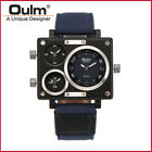 OULM Watch Men's Big Face Quartz 3 Time Zones Square Watches Relogio Masculino