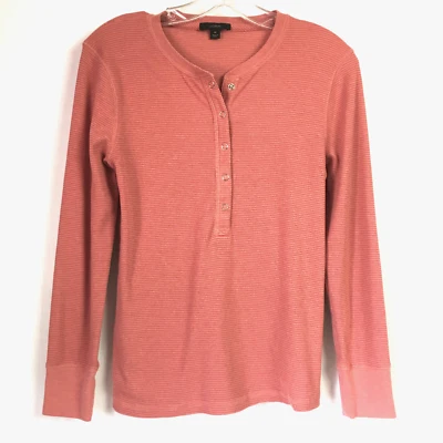 Top Henley para mujer J Crew capa base mediana ligera chimenea rojo Foto 1 de 4