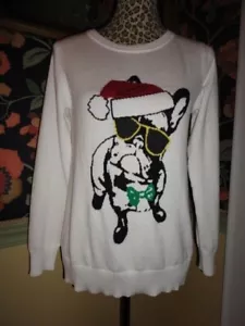DAMENPULLOVER S M L XL XXL WEIHNACHTEN FRENCHIE BULLDOGGE NEU MIT ETIKETT KOSTENLOSER VERSAND USA - Bild 1 von 5