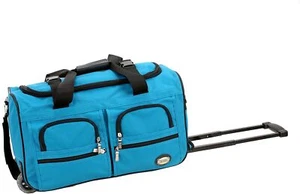 Carry On Duffel Bag Flight Purse Airport Flying Luggage Rolling Turquoise Sack - Picture 1 of 3
