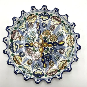 Talavera Mexican Pottery Plate 10.5" Fancy Edge Hand Painted Plate - Picture 1 of 3