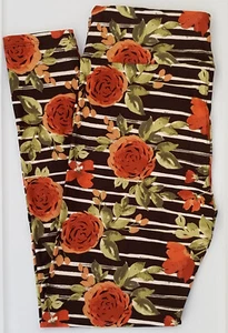 OS LuLaRoe One Size Leggings Cute Roses & Stripes NWT R27 New - Picture 1 of 6
