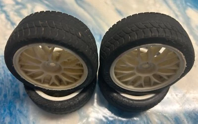 HPI Racing 3713 Wheels Mesh White Rims 4 Tires 26mm 1/10 Spring 2 - Legit - Image 1 of 3