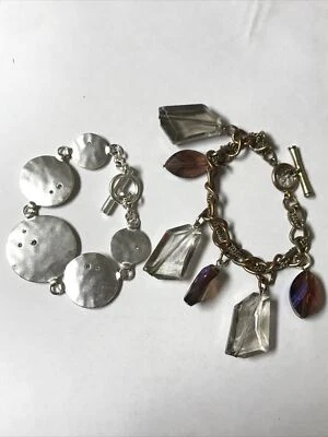 Lote Pulsera Kenneth Cole Nueva York Tonos Plata Oro Cierre Palanca Foto 1 de 4