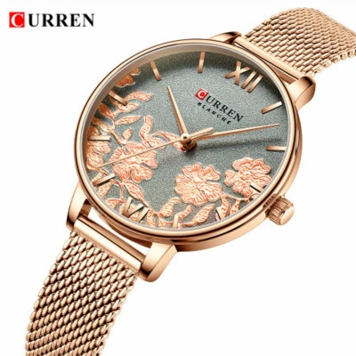 Reloj de pulsera CURREN para mujer de lujo dorado elegante esfera rosa para niñas Foto 1 de 4