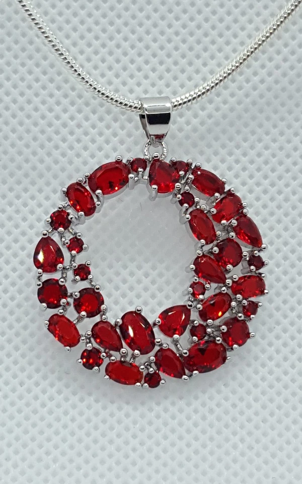 ❤JAYNES GEMS    5CT RUBY PENDANT  AND 22INCH  . 2MM CHAIN  925 SILVER.  - Image 1 of 4