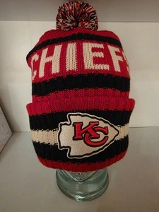 47 Brand Kansas City Chiefs Bering Beanie Cuff Knit Hat With Pom - Picture 1 of 3
