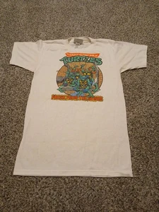 Vintage 1988 Teenage Mutant Ninja Turtles White Kids T-Shirt TMNT X large - Picture 1 of 16