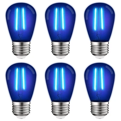 Luxrite S14 Edison LED Blue Light Bulb for String Lights 0.5W UL E26 6 Pack - Image 1 of 4