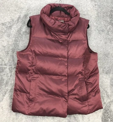 J. Jill Puffer Vest Womens XL Burgundy Down Quilted Funnel Neck Pockets Maroon - Image 1 of 4