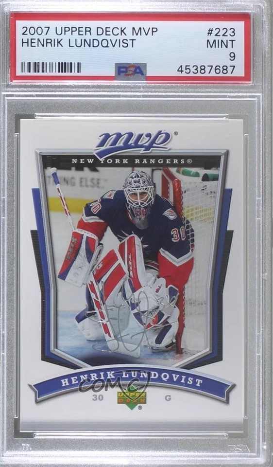 2007-08 Upper Deck MVP Henrik Lundqvist #223 PSA 9 MINT HOF - Image 1 of 2