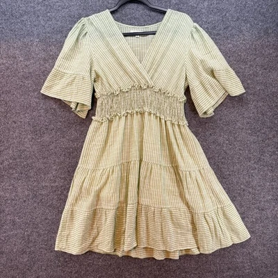 Vestido Max Studio Para Mujer S Verde Cuello en V Niveles Cottagecore Lechera Boho Western Foto 1 de 4