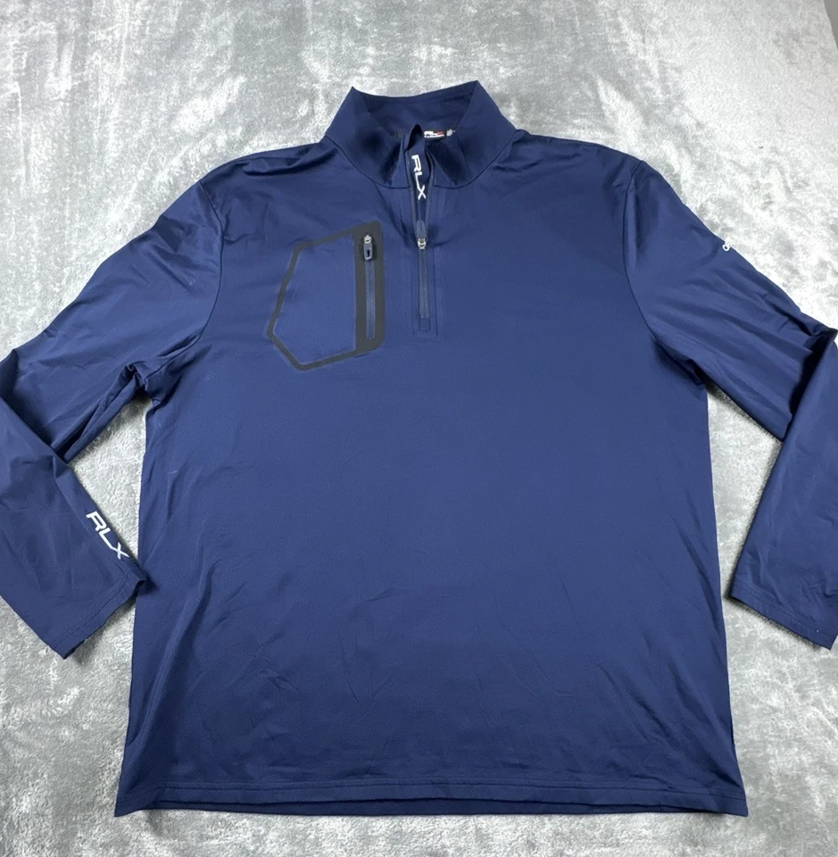 RLX Ralph Lauren Quarter Zip Pullover Mens XL Blue Golf Performance Stretch - Image 1 of 4