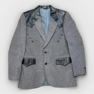Pioneer Wear Mens Western Jacket Blazer Corduroy Leather Sport Coat Size 40L USA - Image 1 of 4