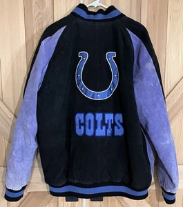 Indianapolis Colts NFL Leather Letterman Football Jacket Coat - Bild 1 von 18