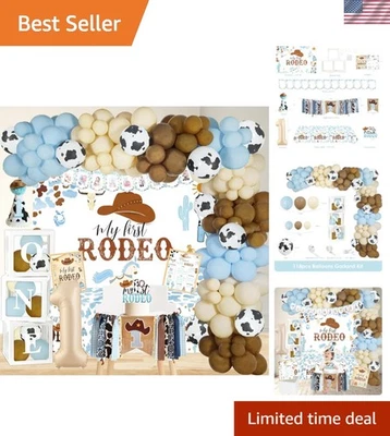 Decoraciones vibrantes temáticas de vaquero para 1er cumpleaños - Juego completo incluido Foto 1 de 4