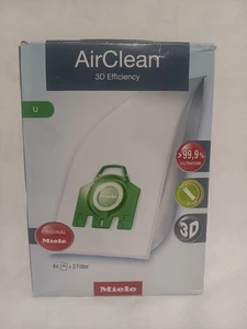 OEM Miele U Upright Vacuum Bags 3D AirClean 4 HEPA Bags & 2Filter NEW - Picture 1 of 2