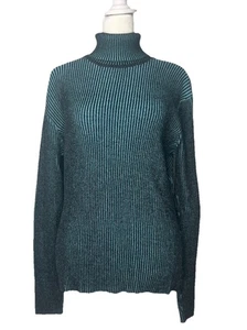 SANDRO Knit Turtleneck Sweater Sz XL Stretchy Accentuates Curves Viscose Nylon - Picture 1 of 11