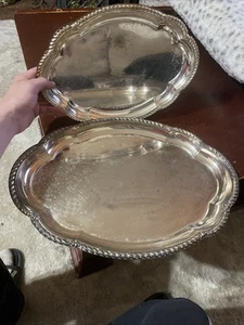 Davco Silver LTD Vassoio da portata 2 pezzi placcato argento 17,5”x12,5” e 13,5”x9,75” - Foto 1 di 15
