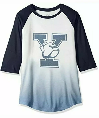 Yale Bulldogs Adult Womens Large Sublimated Baseball T-Shit White / Navy NWT Cover
