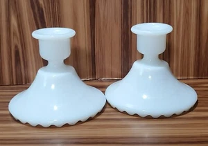 Vintage Milchglas Kammerleuchter Kegel Kerzenhalter Art Deco Set 2 - Bild 1 von 6