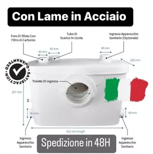 SANITRIT TRITURATORE MACERATORE WC SANITARIO LAVANDINO DOCCIA POMPA CON LAME - Foto 1 di 11