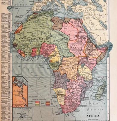 1917 Africa WW1 Era Map Atlas Of The World Antique Continent History DWUU1B - Image 1 of 2