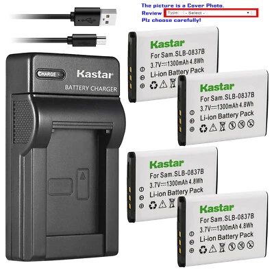Carregador USB fino Kastar bateria para Samsung SLB-0837B e Digimax NV8 Digimax NV10 - Imagem 1 de 4