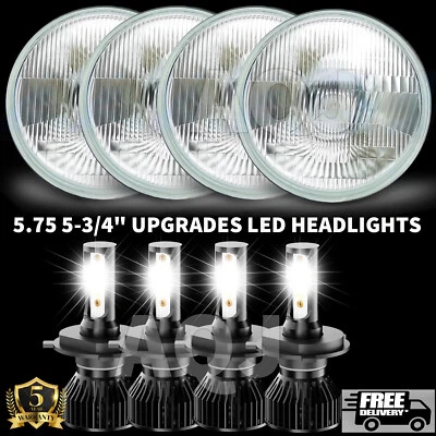 4PCS 5.75" Halo LED Headlights Hi-Lo Beam For Mercedes-Benz 380SL 450SL 560SL - Image 1 of 4