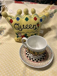 Mary Engelbreit Lot Ceramic Tea Cup & Saucer Good Old Mom Plus Queen Pillow - Picture 1 of 7