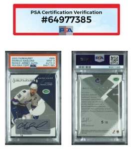MARKUS NASLUND AUTOGRAMM 2003 PARKHURST ROOKIE TRIKOT AUTO /10 PSA NEUWERTIG 9 - Bild 1 von 5