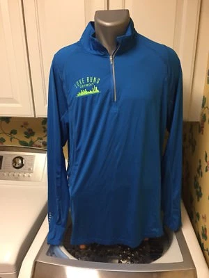 Ogio Men’s LS 1/4 Zip Pullover XL Blue LOVE RUNS DETROIT Polyester Spandex Foto 1 de 4