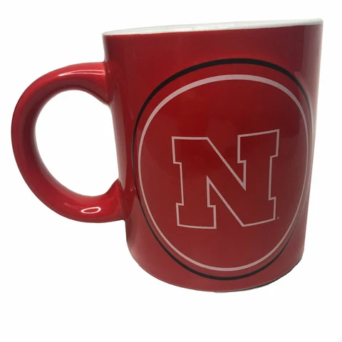 Huskers Nebraska Cornhuskers Football Coffee Mug 3D Raised Logo Black Red Cover