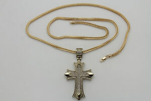 Men Fashion Religious Necklace Silver Metal Big 3D Cross Pendant Hip Hop Jewelry