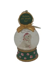 Danbury Mint Dog Show Snow Globe Christmas Ornament 3.5" Vintage Bichon - Picture 1 of 4