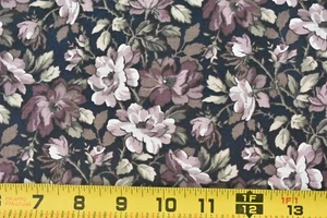 34" Long, Dusty-Purple Floral on Dark-Purple Cotton, RJR, Ann Robinson, P6926 - Picture 1 of 6