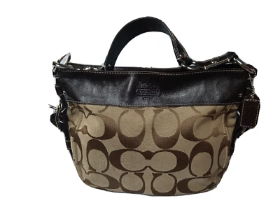 Bolso de Hombro Hobo Coach Zoe Signature F12657 Jacquard y Cuero Marrón COMO ESTÁ Foto 1 de 4