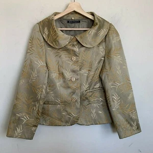 Chaqueta Mechant Verde Oliva Cuello Hoja Diseño Floral Botones Forrados Talla S - Imagen 1 de 10