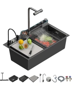 Open Box Modern Kitchen Sink Honeycomb Embossed Large Single Bowl Sink - Picture 1 of 6