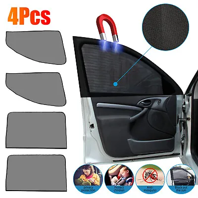 4X Magnetic Car Side Front Rear Window Sun Shade Cover Mesh Shield UV Protection • 12.45$