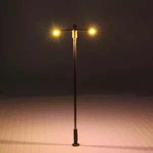 10pcs Model Railway HO Scale Lamp Warm White Double-heads LED Street Light - Picture 1 of 5