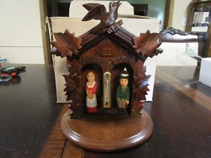 Vintage Wood German Thermometer guy and girl spinning - Picture 1 of 4