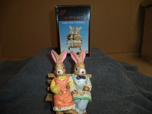  Mr & Mrs Bunny Rabbit Figurine  Easter Decor Artmark Hand Painted Ceramic#74205 - Picture 1 of 4