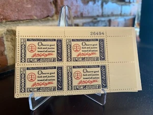 1960 #1139 George Washington American Credo 4 centavos sello franqueo de Estados Unidos bloque de 4 - Imagen 1 de 2