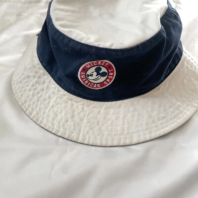 Walt Disney Store Mickey Mouse American Sport Bucket Hat Novelty White Blue - Image 1 of 4