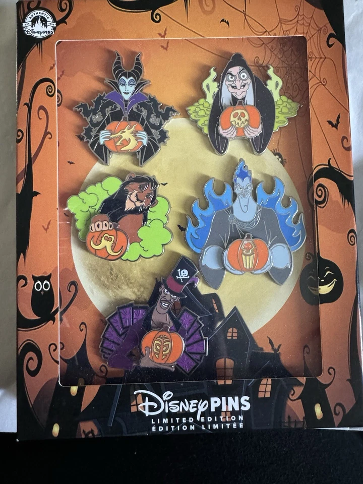2023 Disney Villains Halloween Pins Collection Maleficent/Scar/Hades/Witch/Dr. F - Image 1 of 1