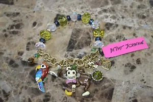 Pulsera elástica Betsey Johnson loro mono zoológico cuentas encanto B07746-B01 - Imagen 1 de 5