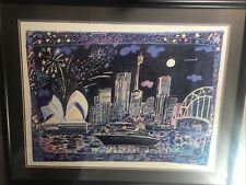 Ken Done Vintage Poster Reprint - Sydney Harbour at Night Framed Ready To Hang